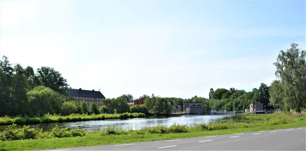 Östanå, Östra Göinge municipality, Sweden, View of earlier Östanå bruk industrial area