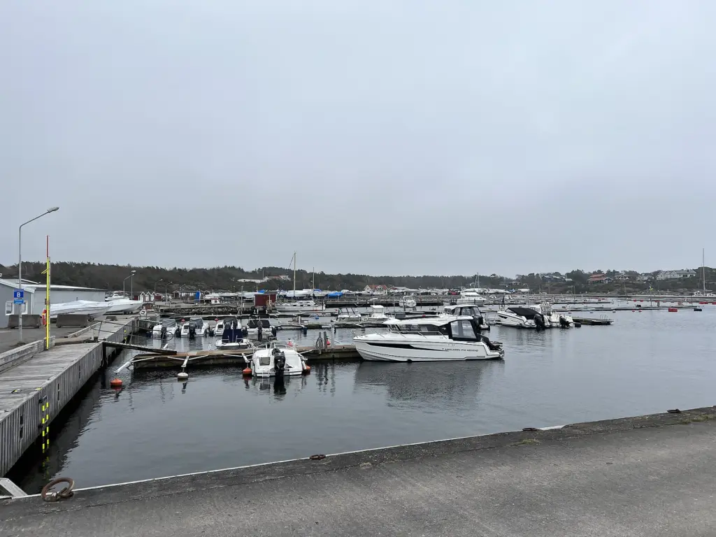 Kleiner Hafen in Lerkil, Gemeinde Kungsbacka, Provinz Hallands län, Schweden