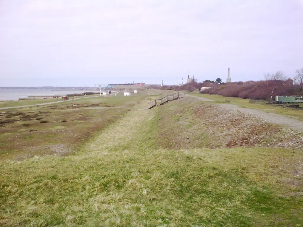 Råå vallar (Raa walls), beach with remnants of 16th century fortifications in the southern part of Helsingborg, Sweden.