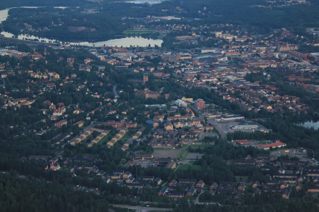 Flygfoto över Falun, Dalarnas län, Sverige